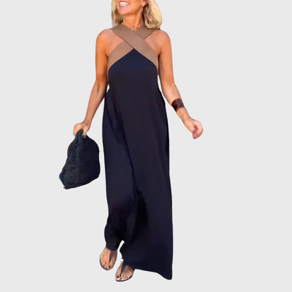 Vestido de verano con cuello cruzado para mujer