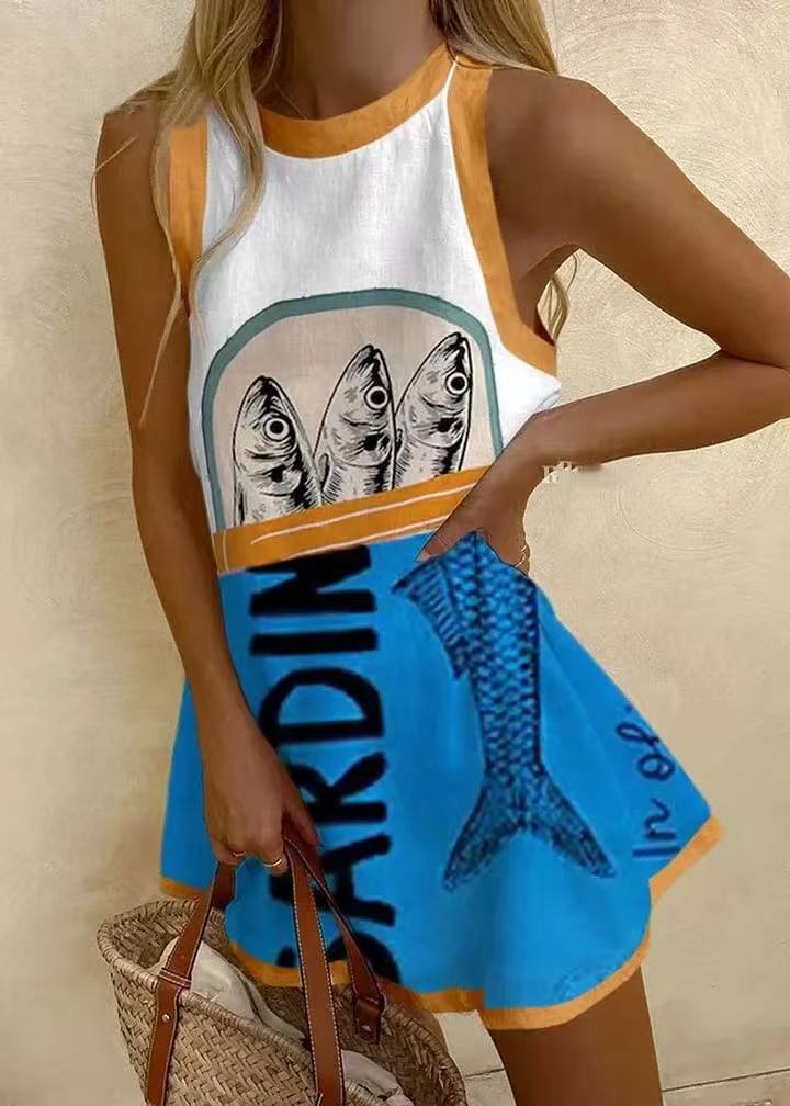 Minivestido con estampado azul
