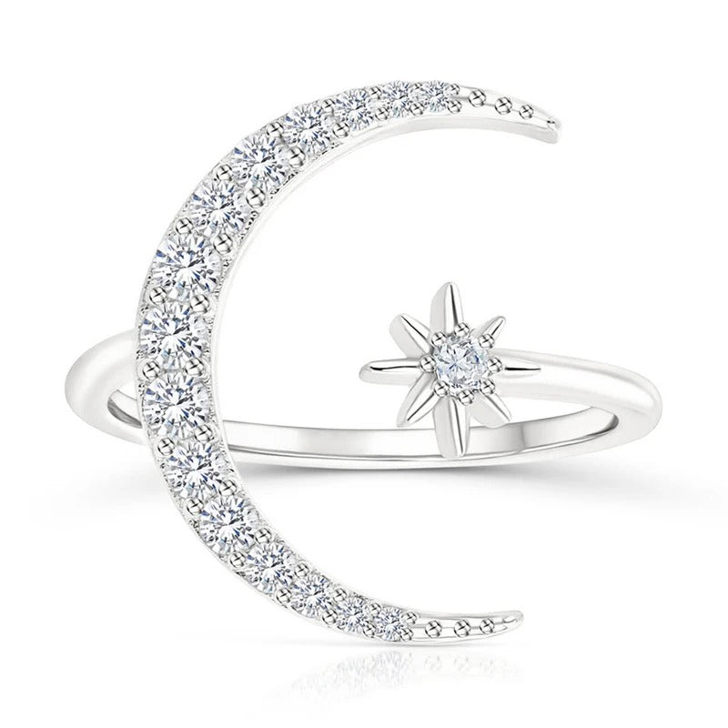 Anillo Luna y Estrellas en Plata