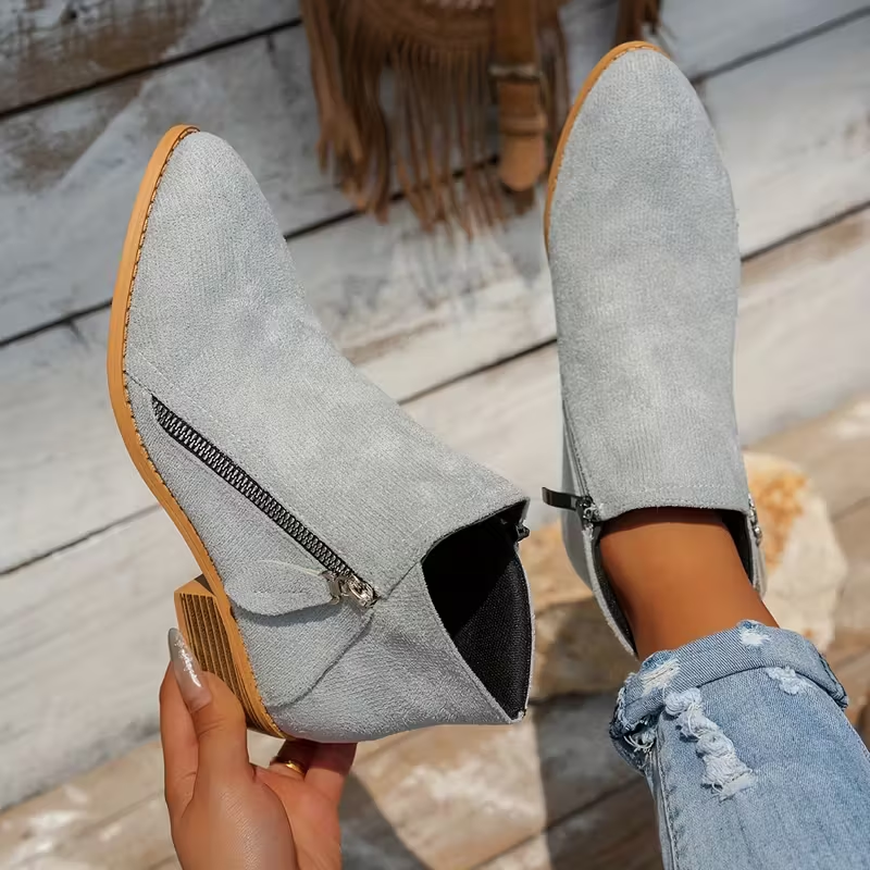 Soleva | Botines de Tacón Bloque con Cremallera Lateral