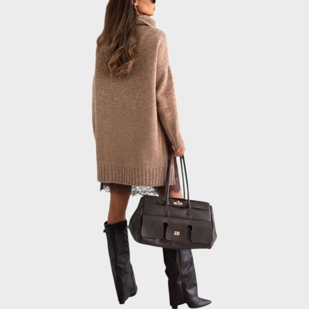 Mila | Oversized Knit Sweater & Lace Slip Dress Set