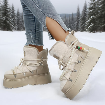 Aria | Women’s Plush Lace-Up Winter Platform Boots