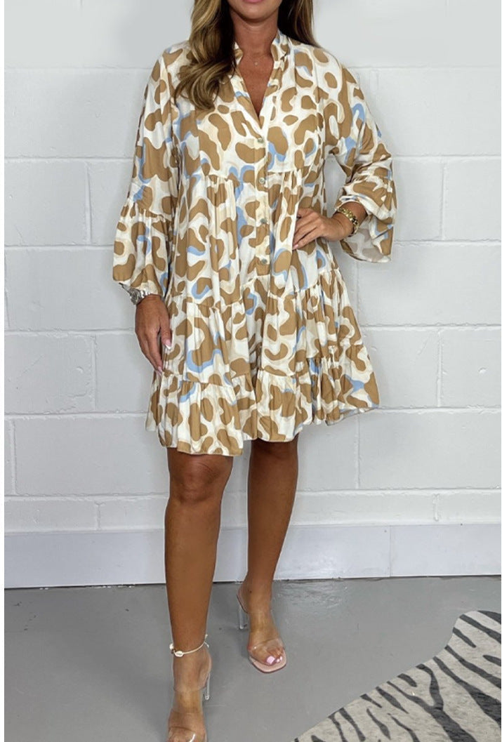 Nuevos vestidos estampados irregulares de talla grande de primavera y verano 