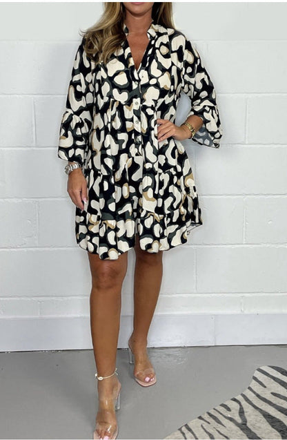 Nuevos vestidos estampados irregulares de talla grande de primavera y verano 