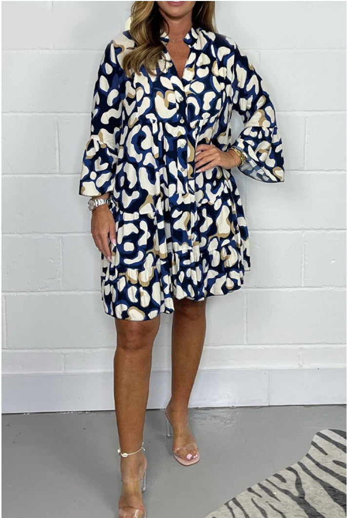 Nuevos vestidos estampados irregulares de talla grande de primavera y verano 