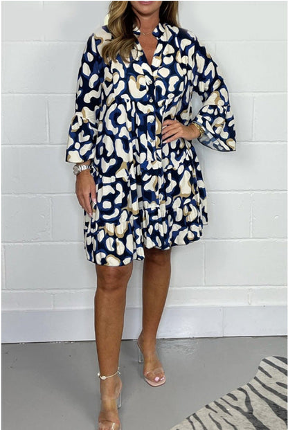 Nuevos vestidos estampados irregulares de talla grande de primavera y verano 