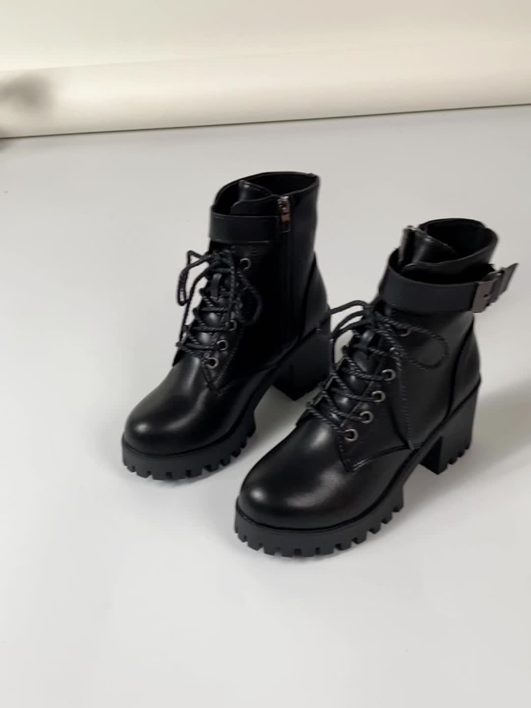 Vera | Chunky Heeled Lace-Up Ankle Boots
