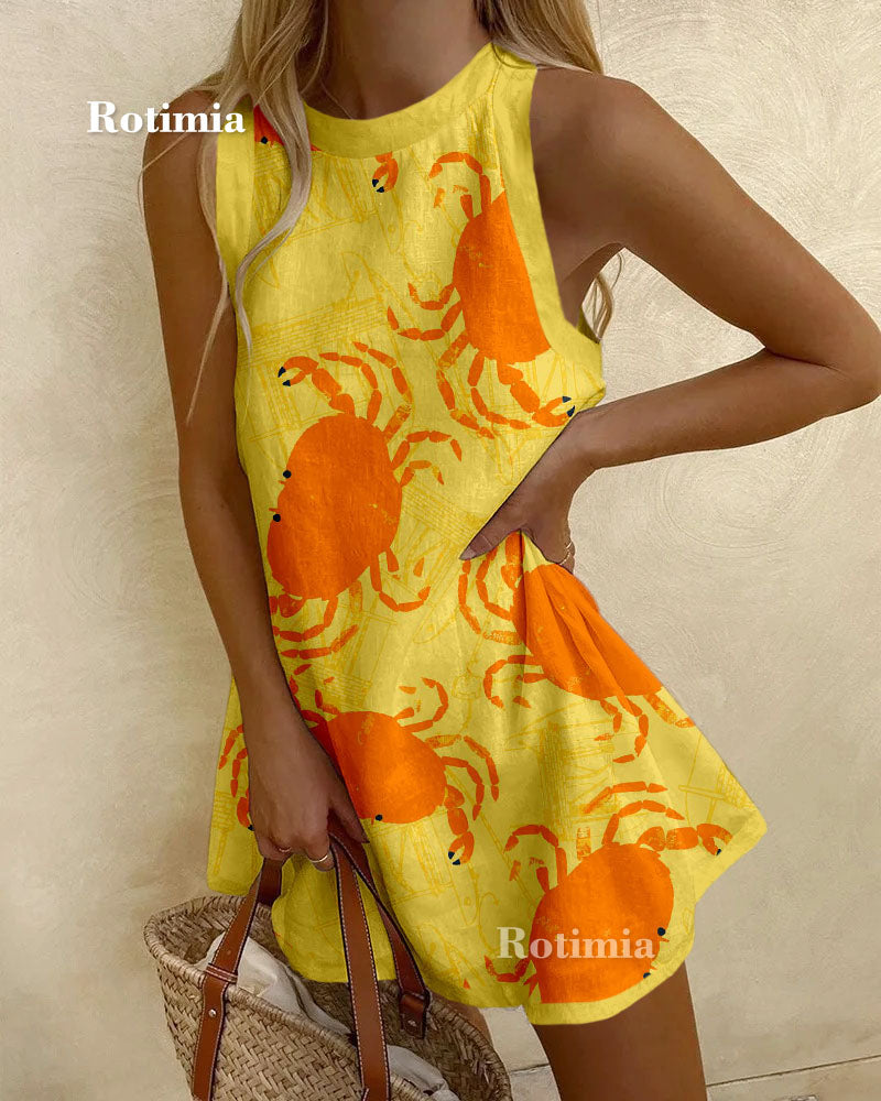 Minivestido con estampado de cangrejo