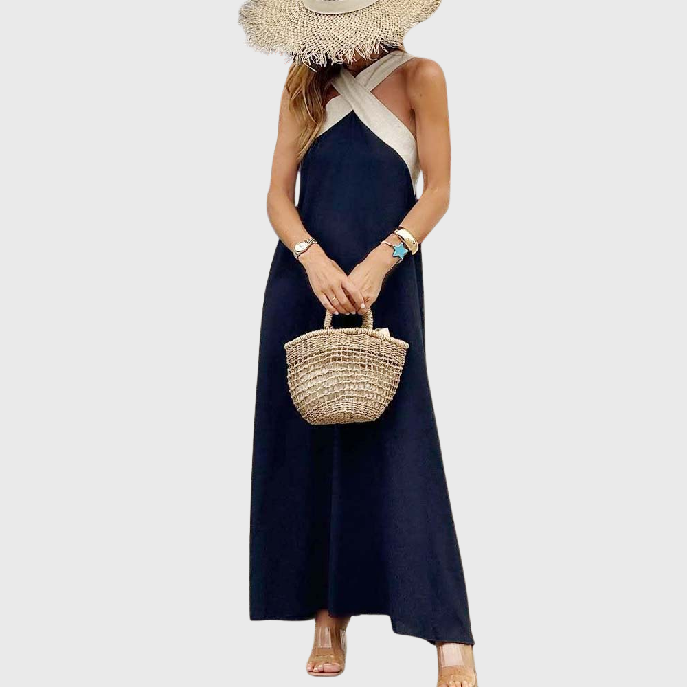 Vestido de verano con cuello cruzado para mujer 