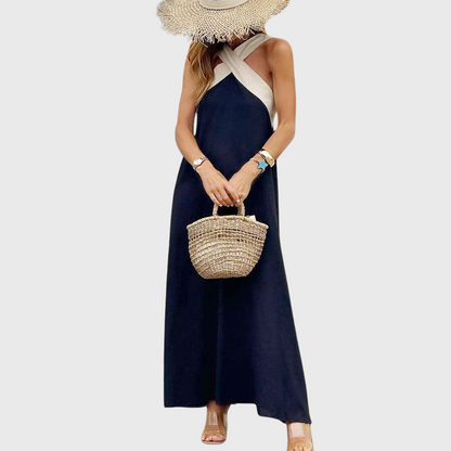 Vestido de verano con cuello cruzado para mujer 