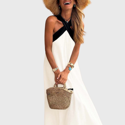 Vestido de verano con cuello cruzado para mujer 