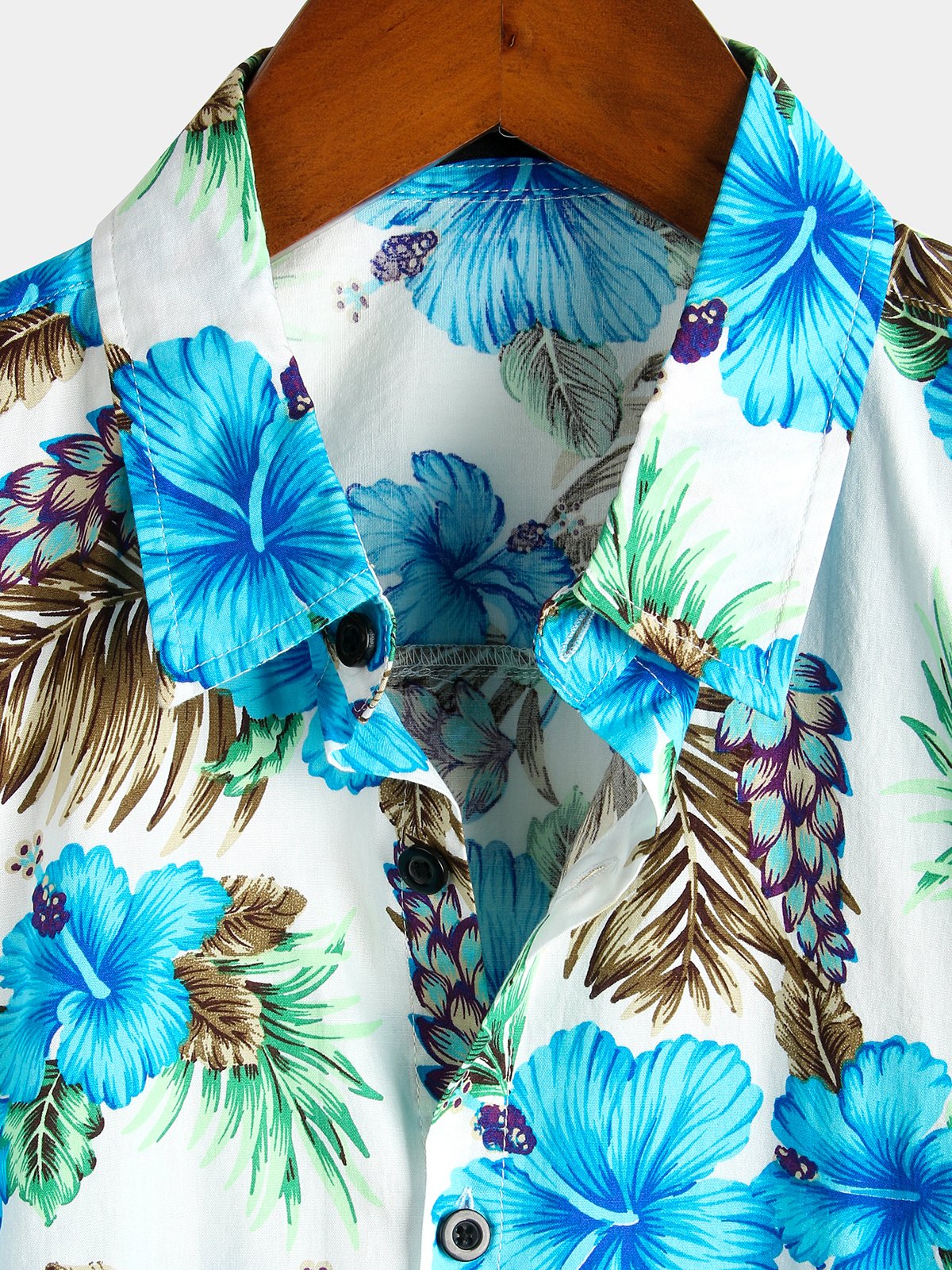 Camisa de algodón puro para hombre con estampado de estilo festivo hawaiano