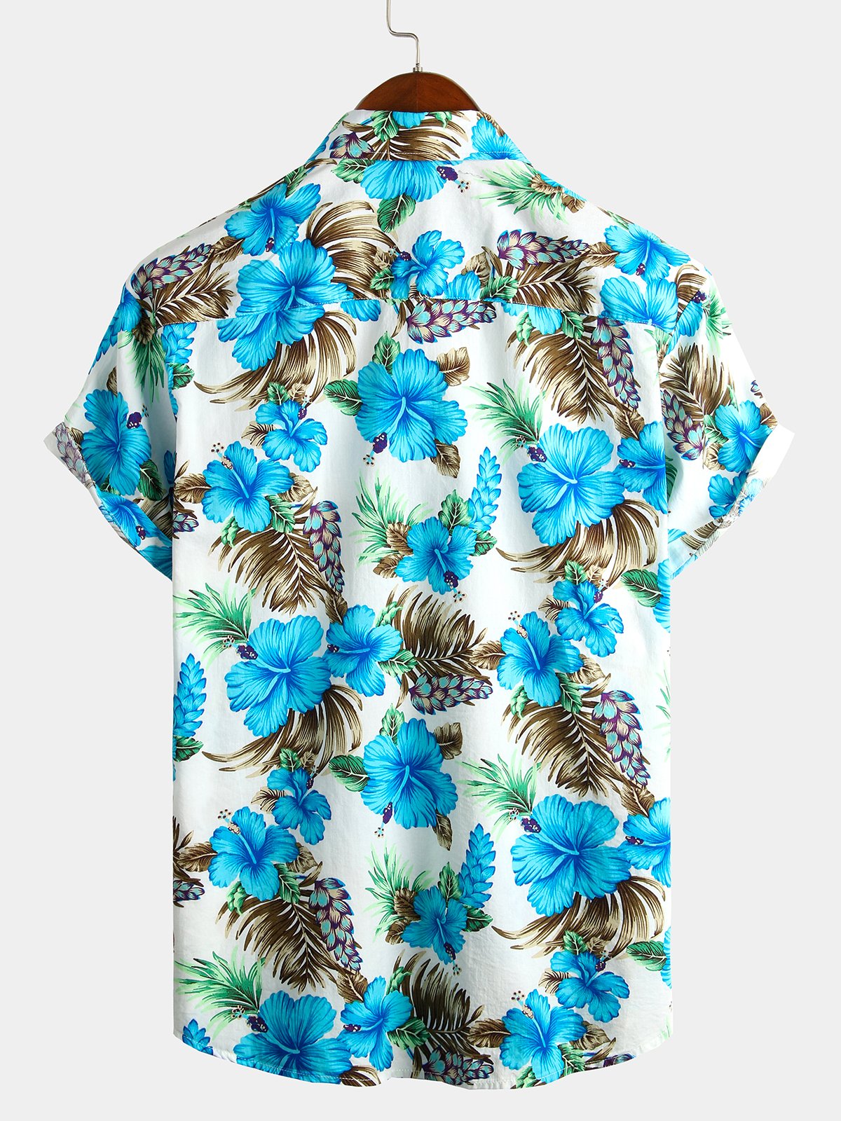 Camisa de algodón puro para hombre con estampado de estilo festivo hawaiano