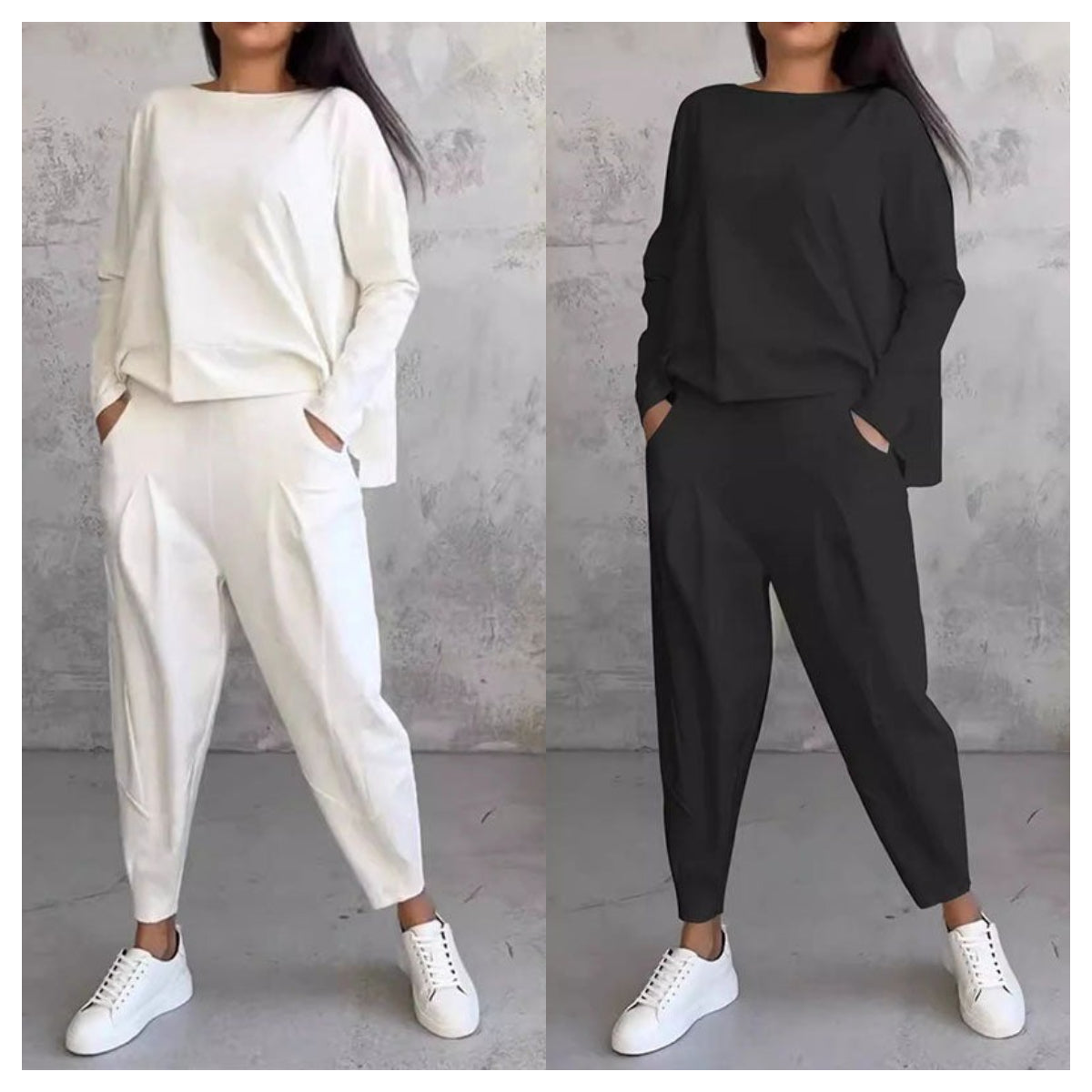 LIANNE | Conjunto de dos piezas con camiseta de manga larga y pantalón holgado