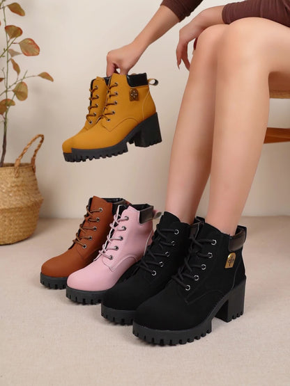 Mara | Botines de tacón con plataforma y cordones