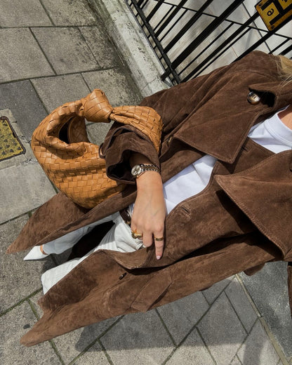 Jenna™ | Mocha Suede Trench Coat