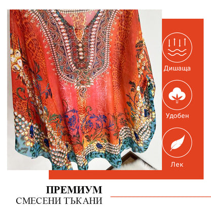 🌸Ruffled Boho Print Dress with V-Neckline