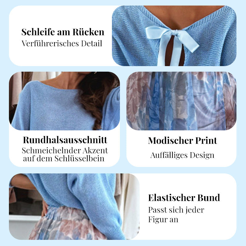 📣60% off!!!💥Blue 2-piece Set: Top with Bow on the Back and Tulle Skirt