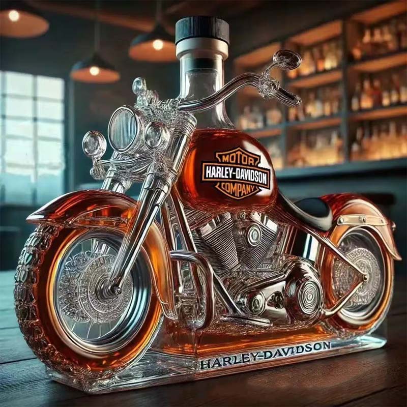 Creativa botella de vidrio con forma de motocicleta