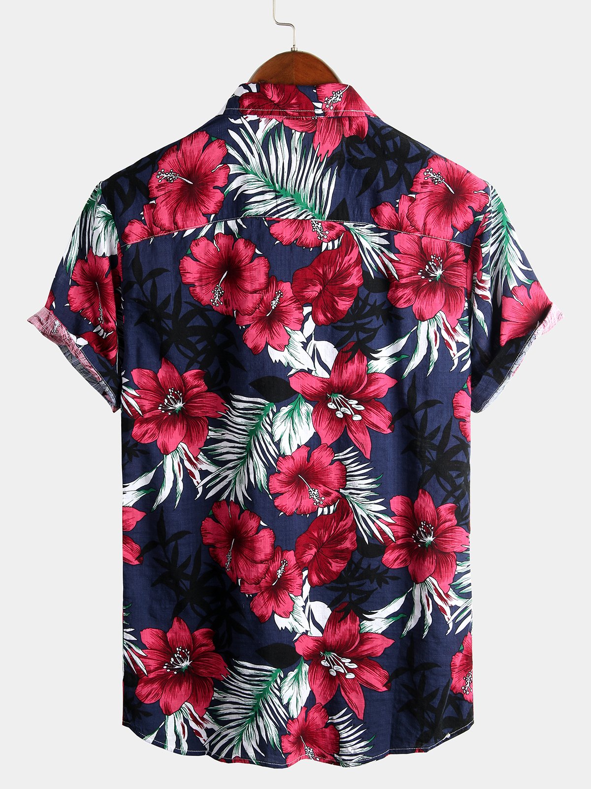 Camisa de algodón puro para hombre con estampado de estilo festivo hawaiano