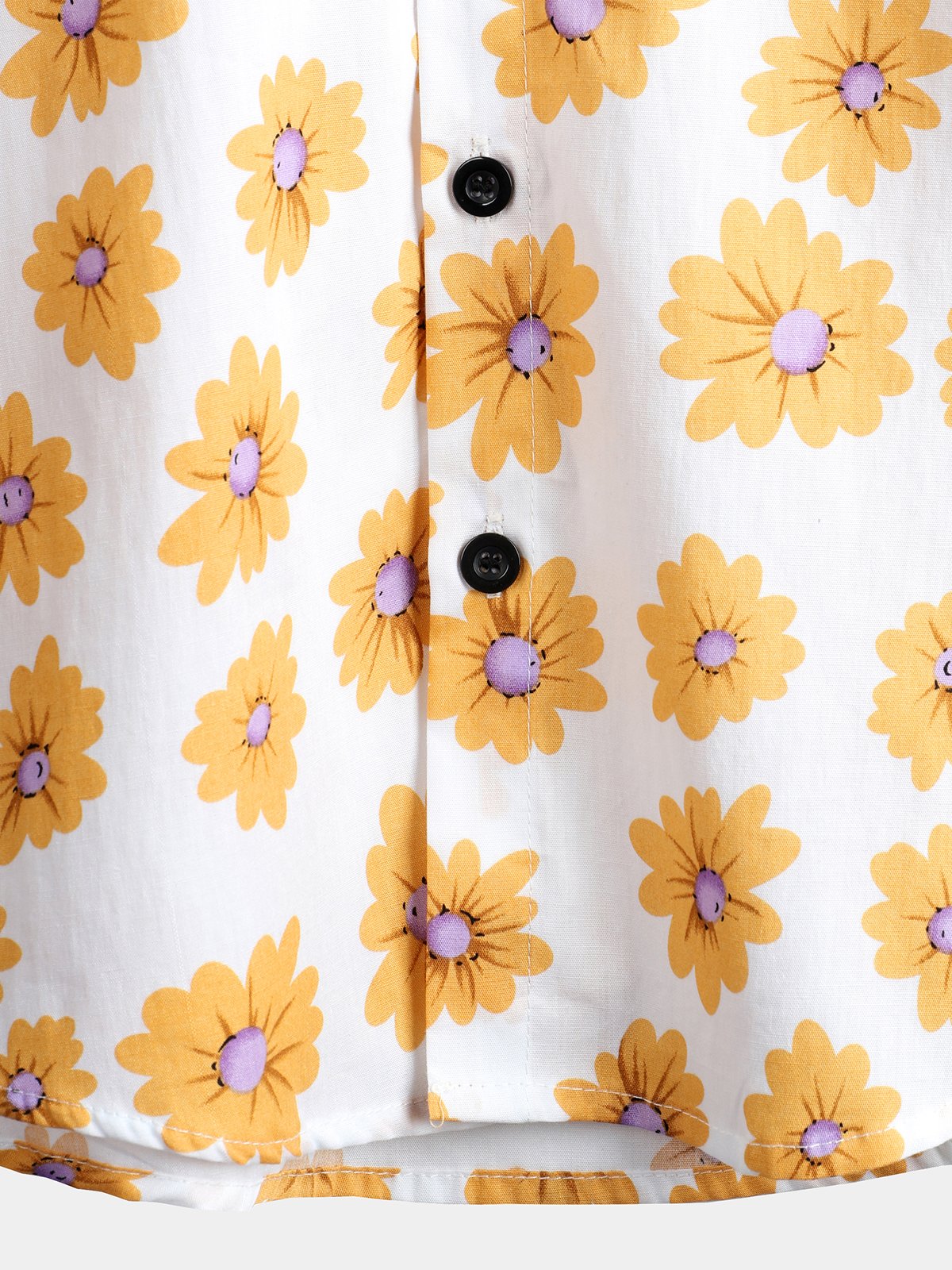 Camisa hawaiana tropical de algodón con estampado de margaritas para hombre