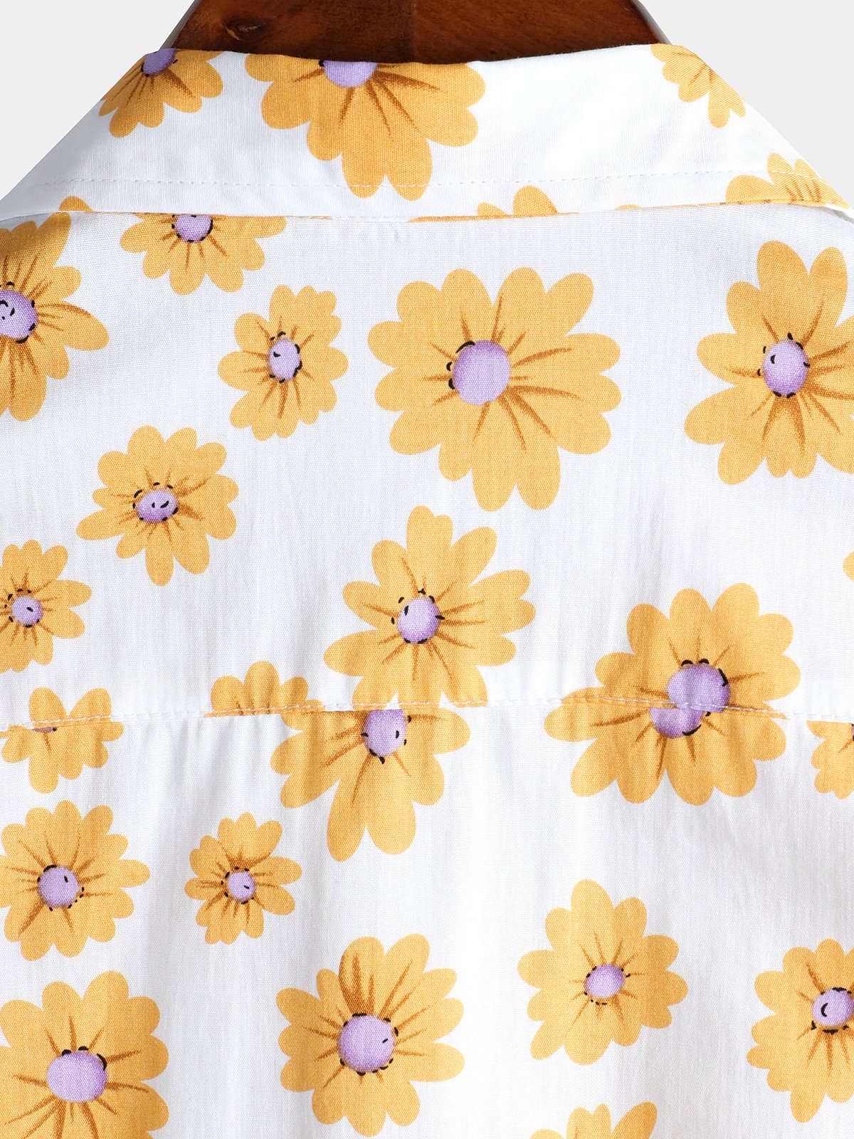 Camisa hawaiana tropical de algodón con estampado de margaritas para hombre