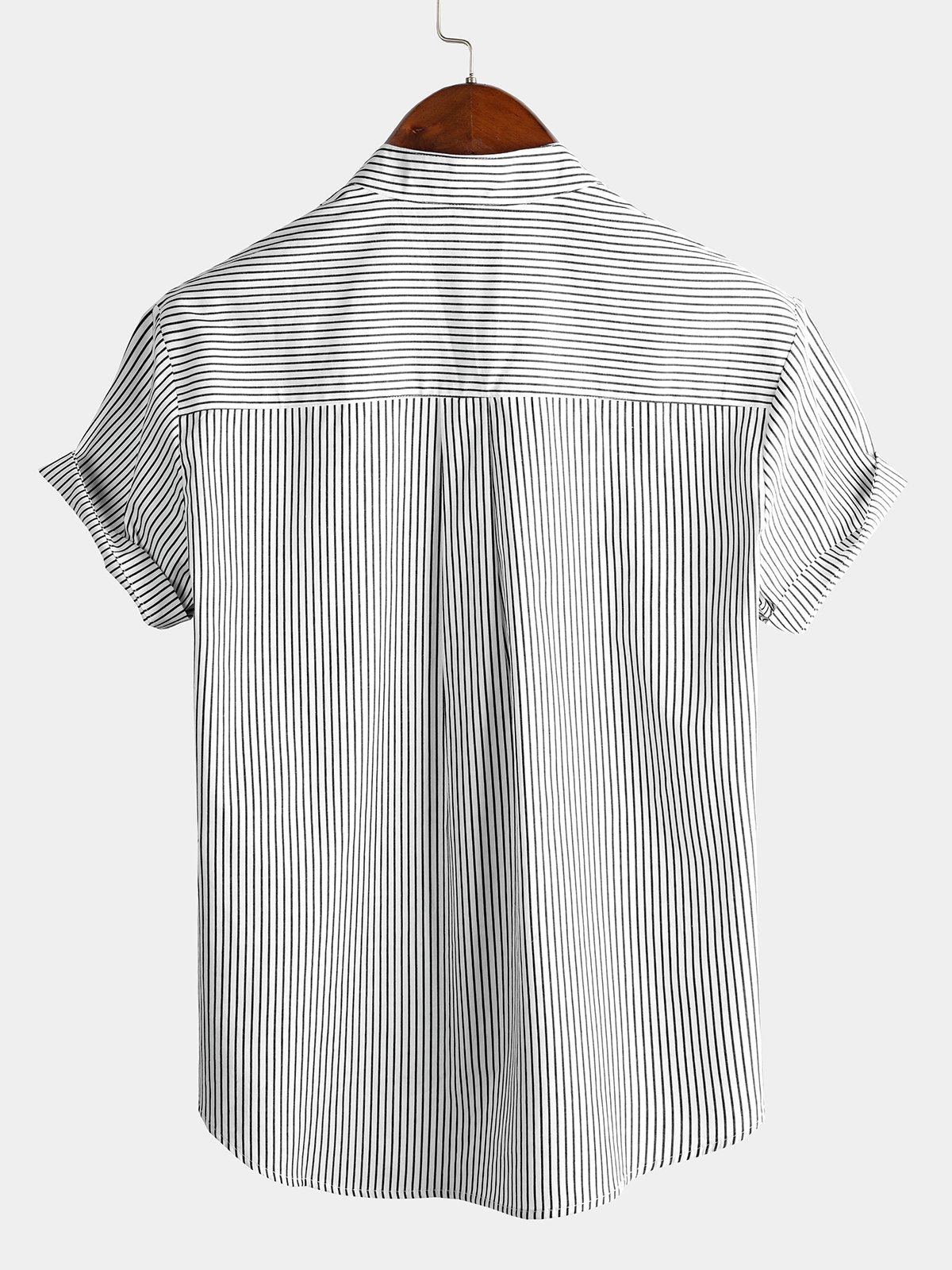 Camisas de rayas de manga corta de algodón transpirable para hombre