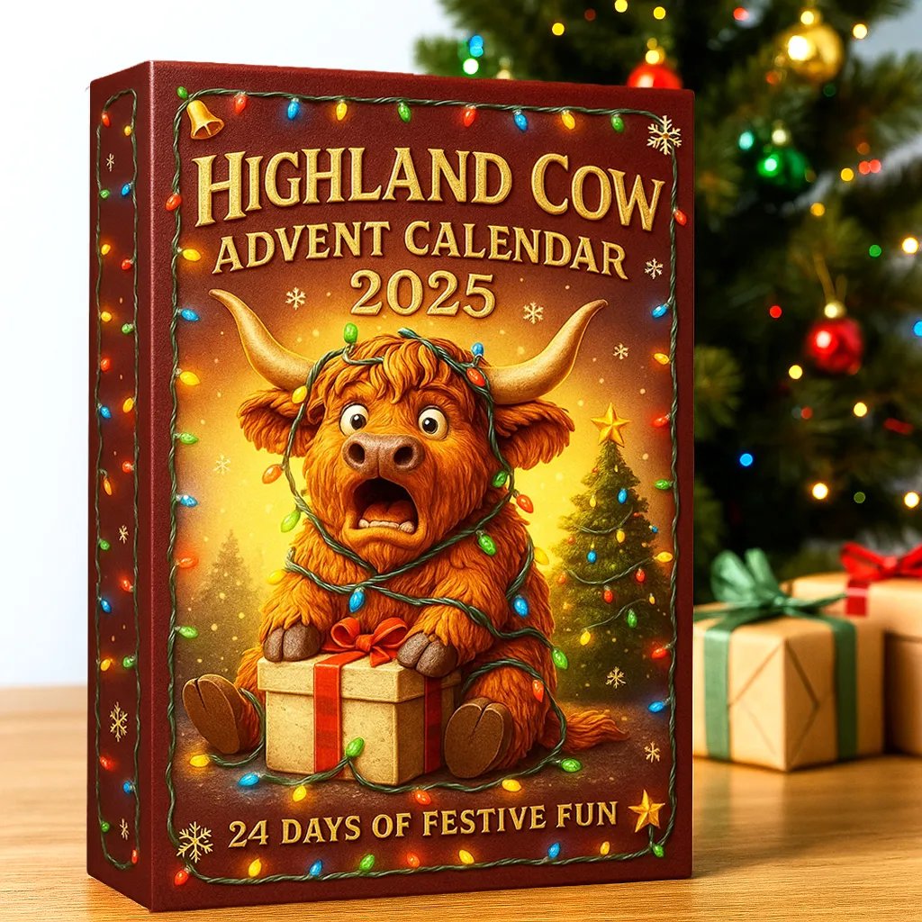 🎁Kalendarz adwentowy krów rasy Highland na rok 2025 🎅🐮