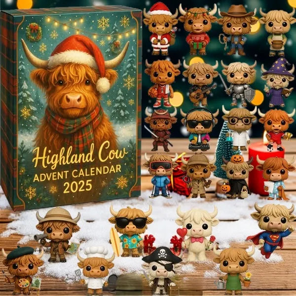 🎁Kalendarz adwentowy krów rasy Highland na rok 2025 🎅🐮