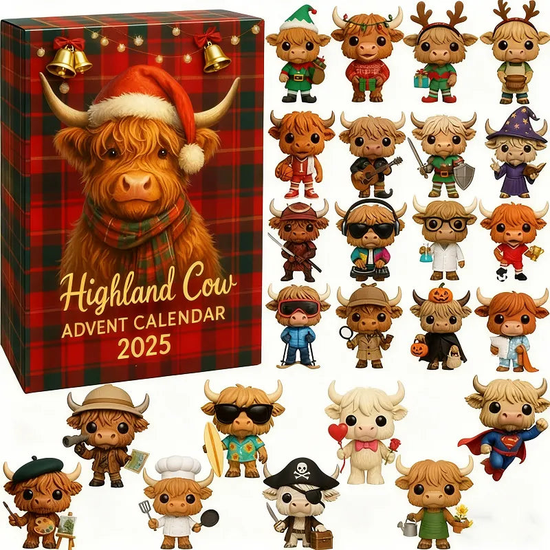 🎁Kalendarz adwentowy krów rasy Highland na rok 2025 🎅🐮