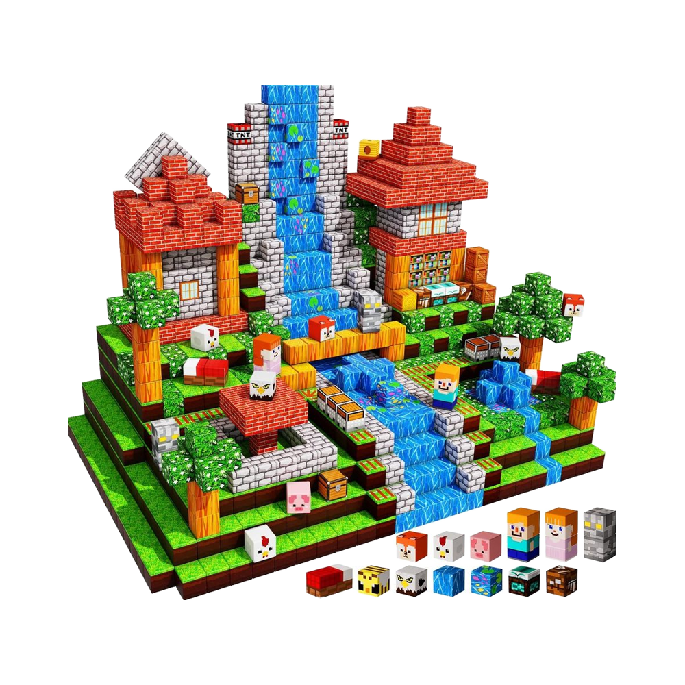 PixelBricks – Magnetyczna Wioska 100 elementów + Dodatki Gratis