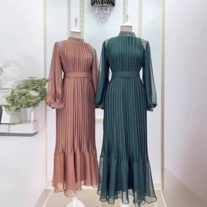 🌹Pleated Maxi Dress with Sparkling Crystals