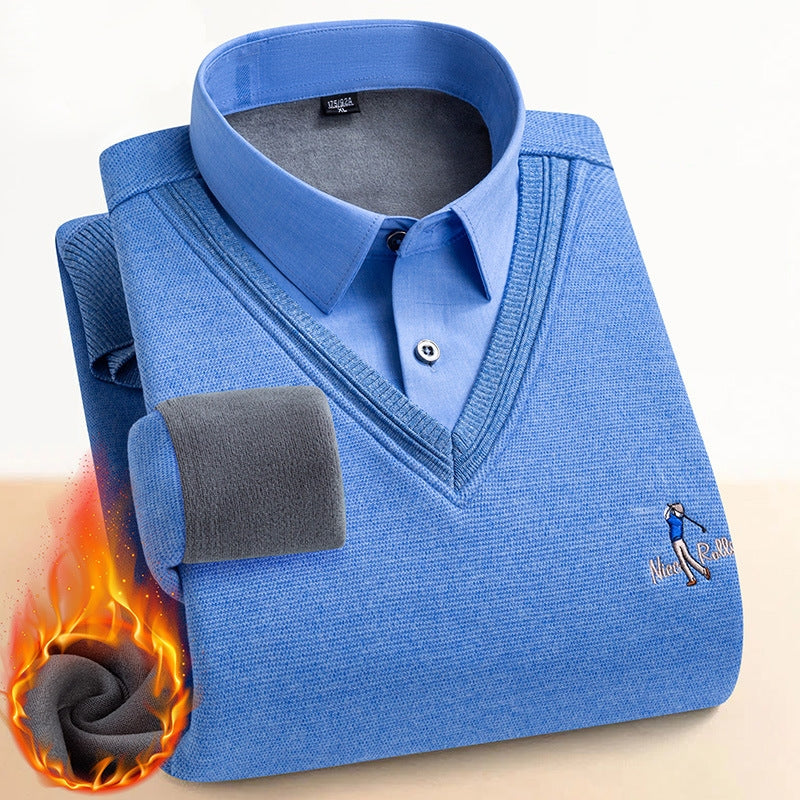 Suéter térmico para hombre con doble forro polar 