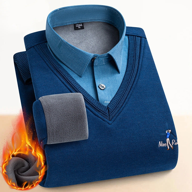 Suéter térmico para hombre con doble forro polar 