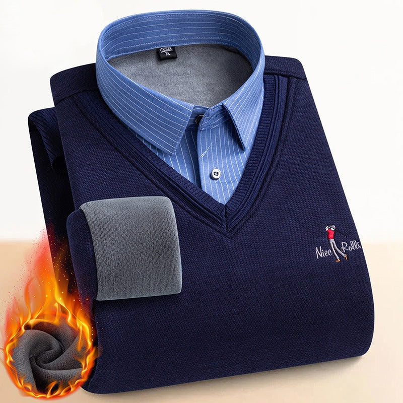 Suéter térmico para hombre con doble forro polar 
