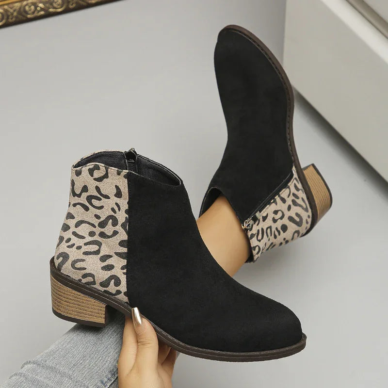 LunaStep™ Low-Heel Leopard Ankle Boots