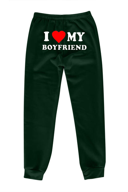I Love MY BOYFRIEND Printed Sweat Pants