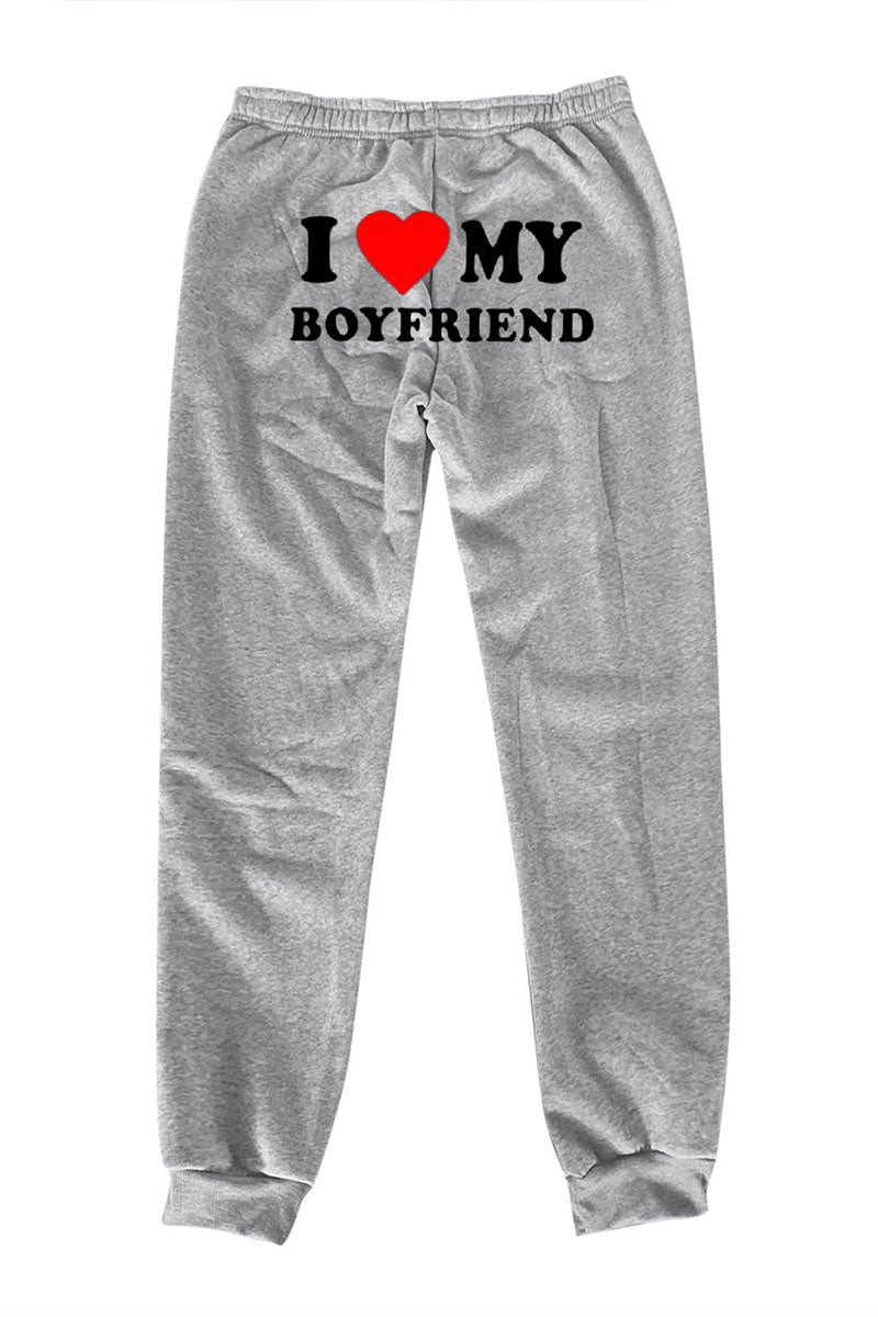 I Love MY BOYFRIEND Printed Sweat Pants