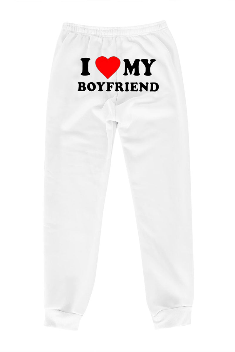 I Love MY BOYFRIEND Printed Sweat Pants