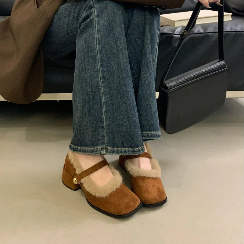 Zapatos Mary Jane cómodos y peludos LunaWarm™
