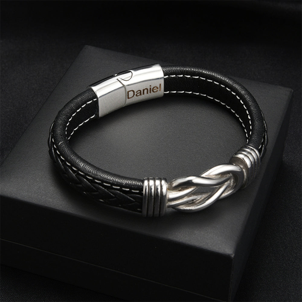 Pulsera de nudo infinito para hijo - Set de regalo con nombre grabado
