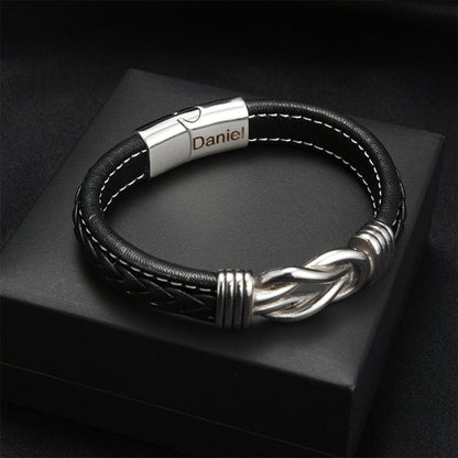 Pulsera de nudo infinito para hijo - Set de regalo con nombre grabado