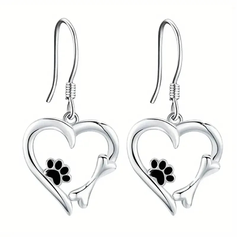 Brisia™ | Pendientes de plata con forma de corazón y huella