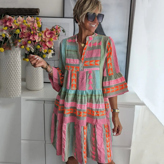 Juliane - Vestido bohemio con vuelo y capas