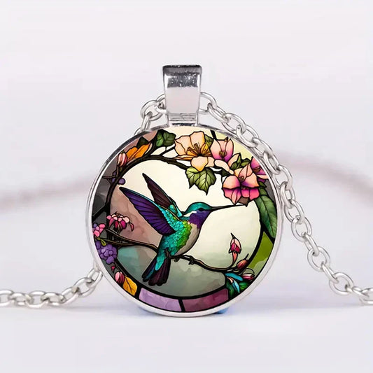 Lunéa™ | Collar con colgante de colibrí bajo una cúpula de cristal