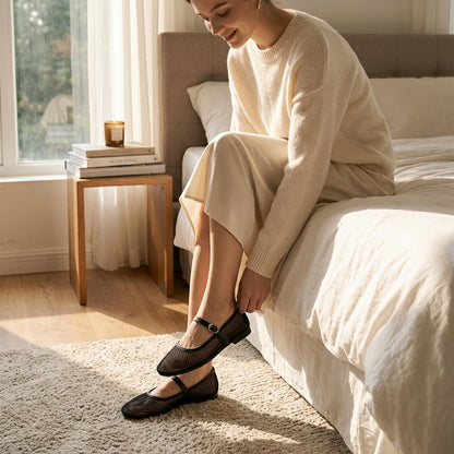 Lina | Mesh Mary Jane Ballet Flats