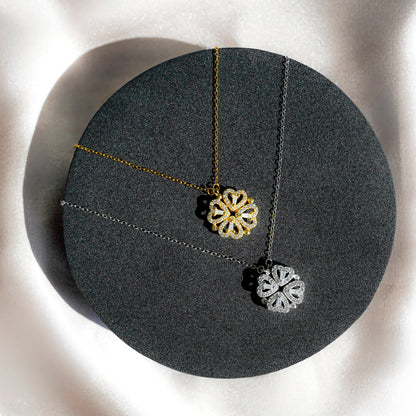 Collar de trébol de cuatro hojas "Amuleto de la suerte" con caja de regalo y rosa eterna