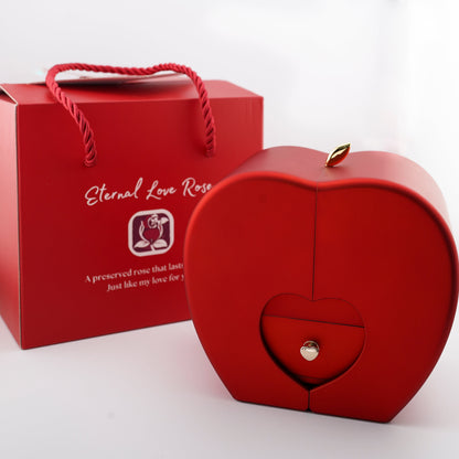 Collar de trébol de cuatro hojas "Amuleto de la suerte" con caja de regalo y rosa eterna