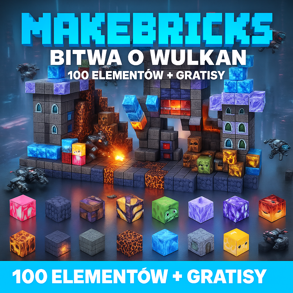 PixelBricks – Wulkaniczna Przygoda 100 elementów + Bonusy Gratis