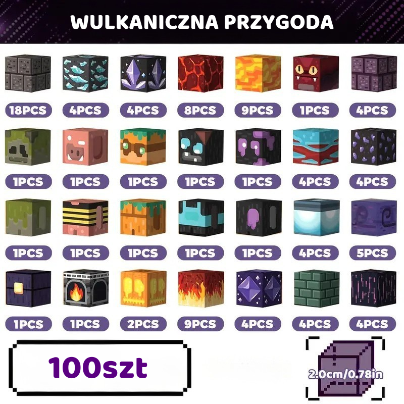 PixelBricks – Wulkaniczny Zestaw 100 elementów + Bonusy Gratis